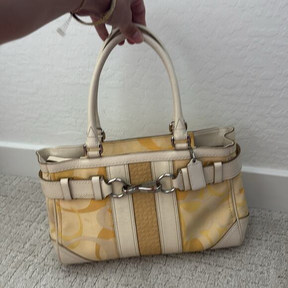 Coach Y2K butter yellow Signature Double Handle Handbag satchel horsebit - Picture 2 of 14
